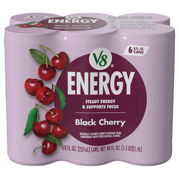 V8 +Energy Black Cherry Flavored Beverage - 6 pk