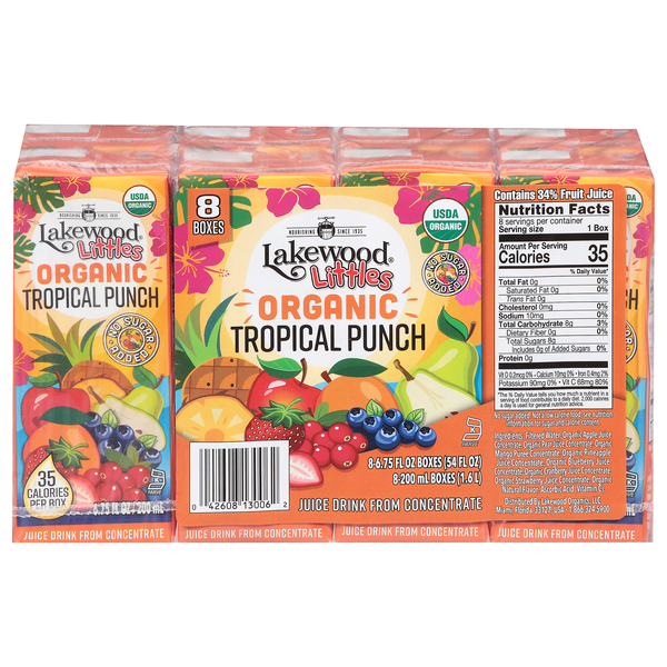 Lakewood Littles Organic Tropical Punch Juice Drink from Concentrate - 8pk