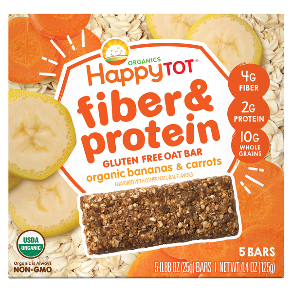 Happy Tot Organics Fiber & Protein Banana & Carrots Oat Bars - 5 ct
