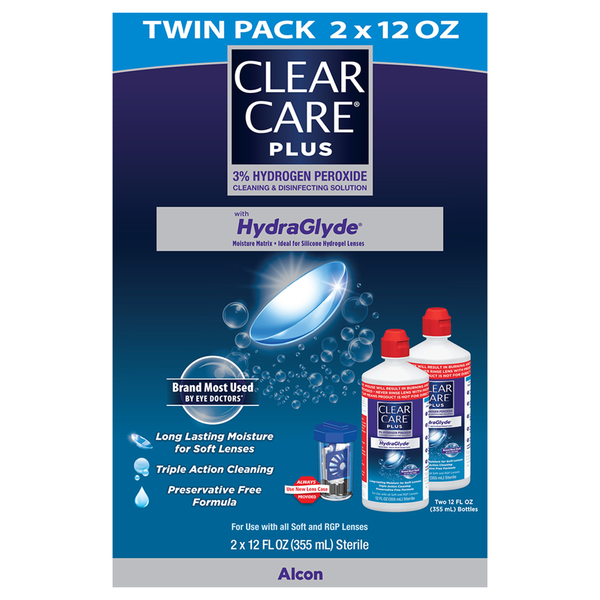 Clear Care Plus with HydraGlyde Cleaning & Disinfecting Solution - 2 pk