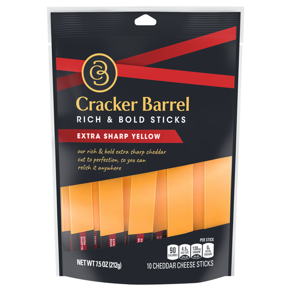 Cracker Barrel Extra Sharp Cheddar Cheese Sticks - 10 ct