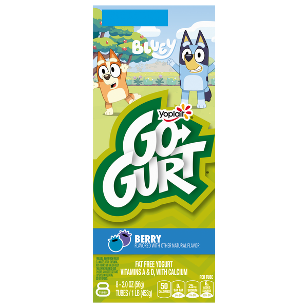 Yoplait Go-GURT Fat Free Berry Yogurt Tubes - 8 ct