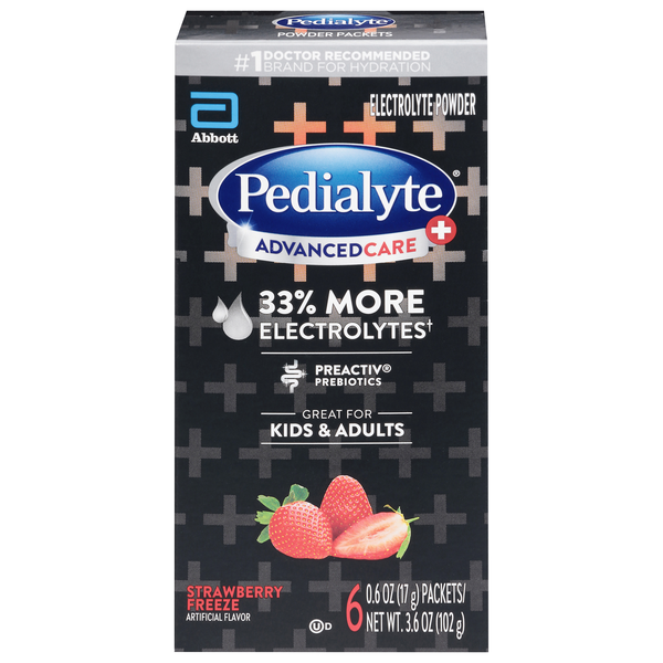 Pedialyte Strawberry Freeze Electrolyte Powder Packets - 6 ct