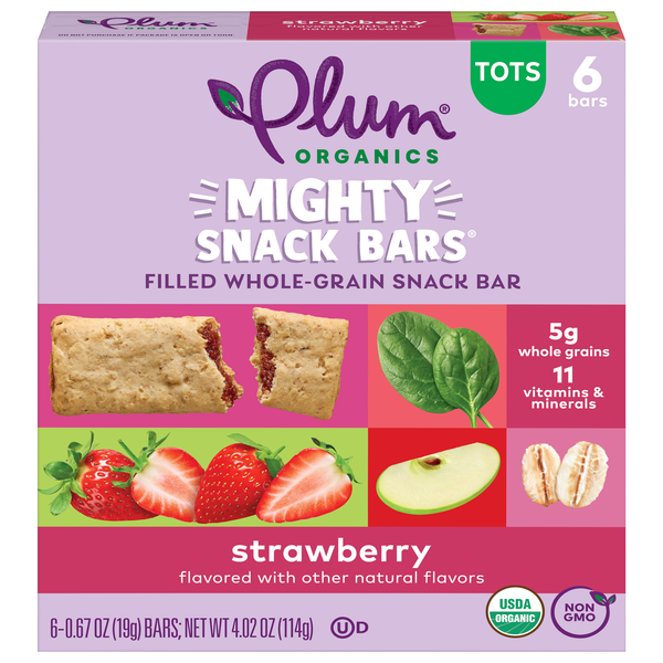 Plum Organics Tots Mighty Strawberry Snack Bars - 6 ct
