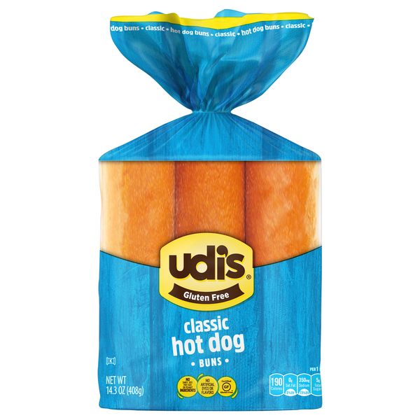 Udi's Gluten Free Classic Hot Dog Buns - 6 ct Frozen