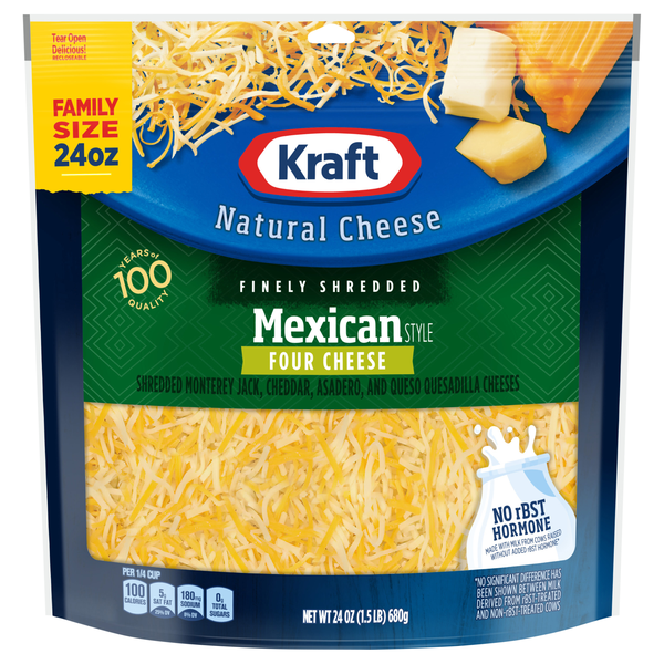Kraft Shredded Mexican Style Four Cheese Family Size