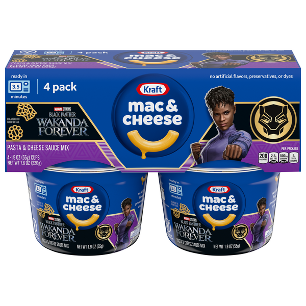 Kraft Wakanda Forever Mac & Cheese Dinner Microwaveable Cup - 4 ct