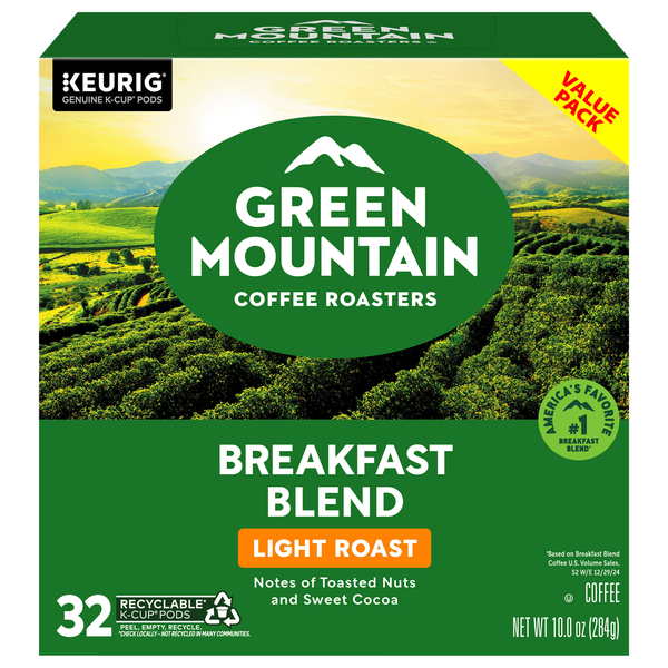 Green Mountain Breakfast Blend Light Roast K-Cup Coffee Pods