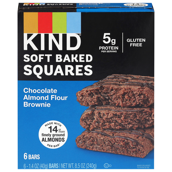KIND Soft Baked Squares Chocolate Almond Flour Brownie 5g Bars - 6 ct