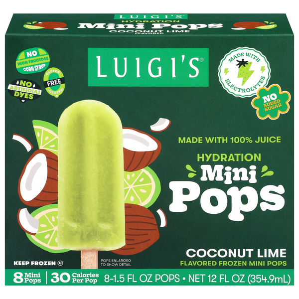 Luigi's Coconut Lime Hydration Mini Pops - 8 ct Frozen