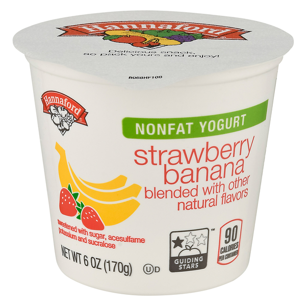Hannaford Non Fat Strawberry Banana Yogurt Cup