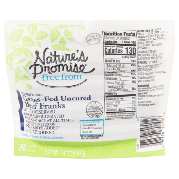 Nature's Promise Grass-Fed Uncured Beef Franks - 8 ct