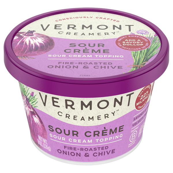 Save on Vermont Creamery Sour Cream Topping FireRoasted Onion & Chive