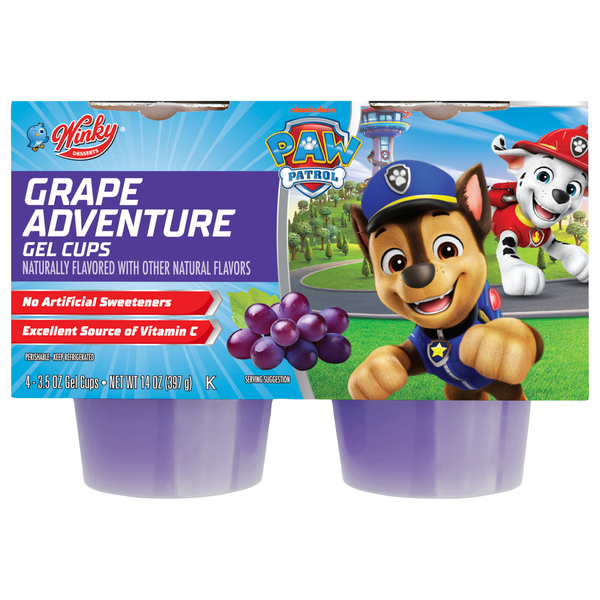 Winky Desserts Paw Patrol Grape Adventure Gel Snack Cups - 4 ct