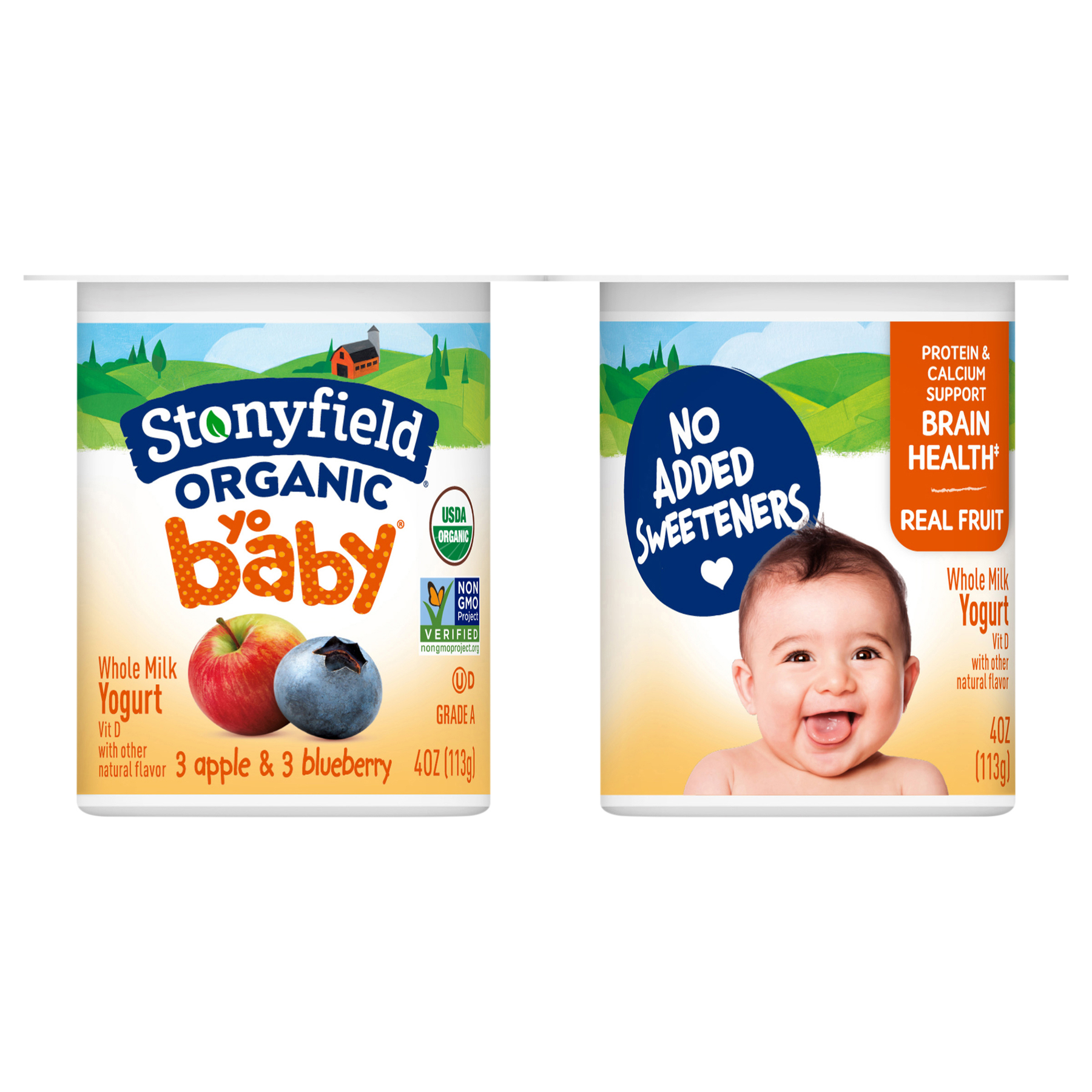 Stonyfield Stonyfield Organic YoBaby Whole Milk Apple & Blueberry Yogurt Cup - 6 ct