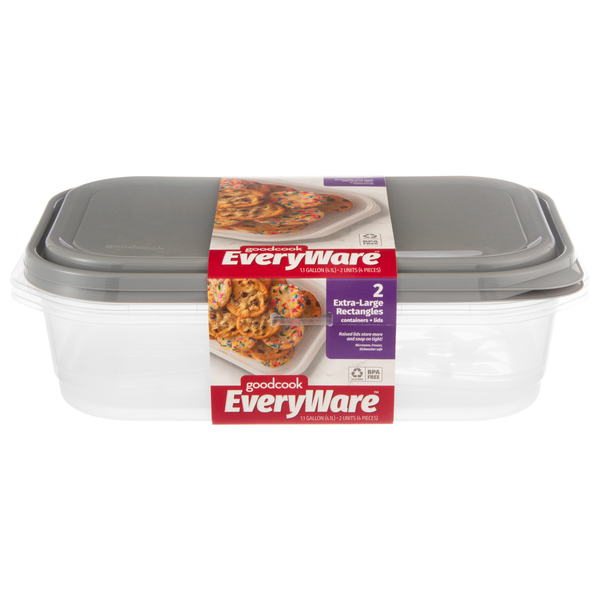 GoodCook Everyware Extra Large Rectangles Containers + Lids 1.1 Gallons