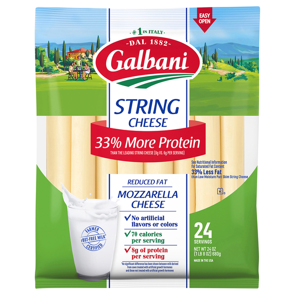 Galbani Reduced Fat Mozzarella String Cheese - 24 ct