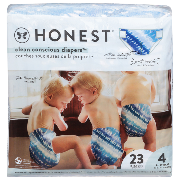 Honest Tie-Dye Size 4 Baby Diapers 22-37 lb