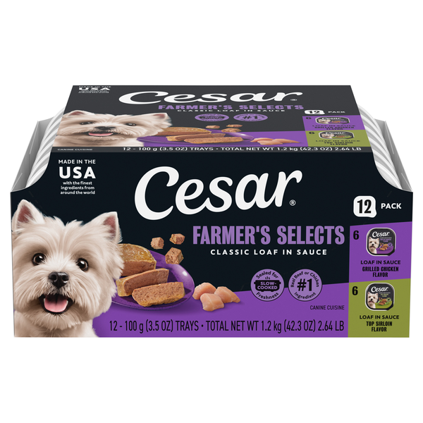 CESAR Classic Loaf Top Sirloin & Chicken Variety Adult Wet Dog Food 12 ct