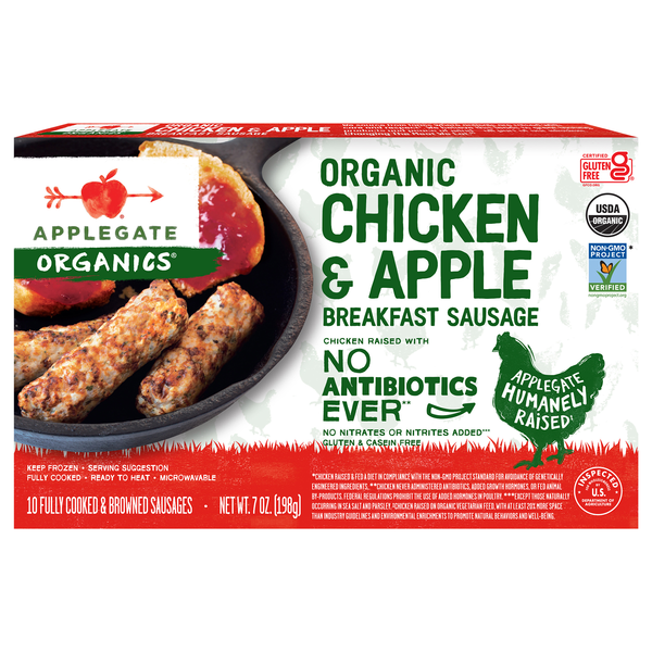 Applegate Organics Apple & Chicken Breakfast Sausage Links - 10 ct Frozen