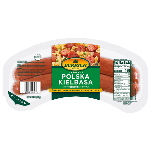 Eckrich Skinless Polska Kielbasa Sausage - 2 ct