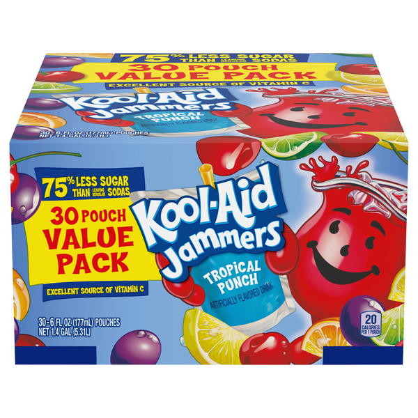 Kool-Aid Jammers Tropical Punch Juice Drink Pouches Value Pack - 30 pk