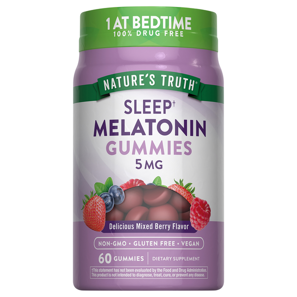 Nature's Truth Sleep Melatonin 5 mg Mixed Berry Flavor Vegan Gummies