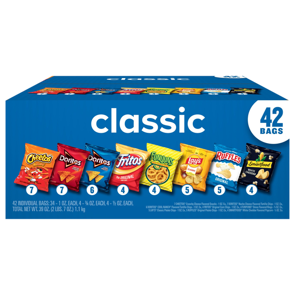 Lay's Classic Mix Variety Pack Mega Size - 42 ct