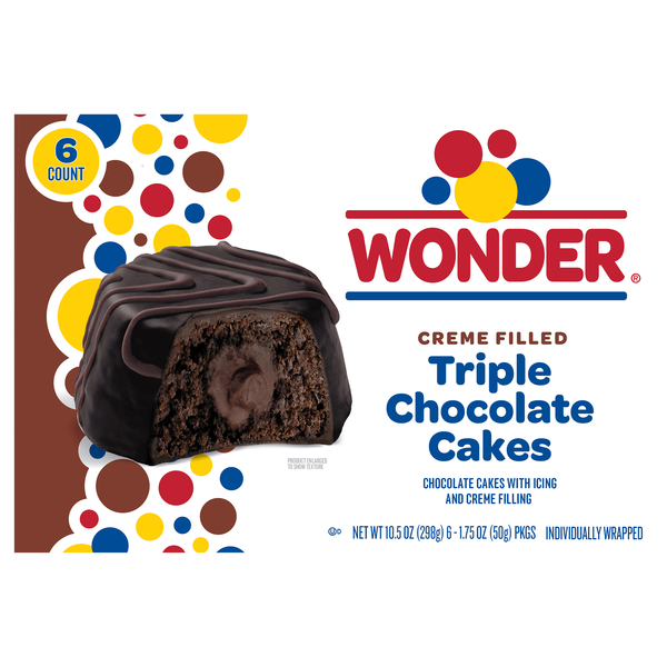 Wonder Creme Filled Triple Chocolate Snack Cakes - 6 ct