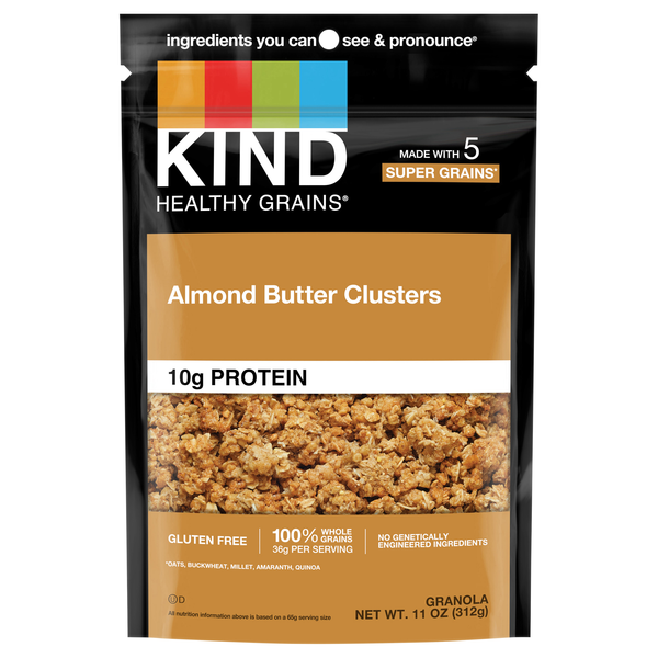KIND Healthy Grains Gluten Free Almond Butter Clusters Protein Granola