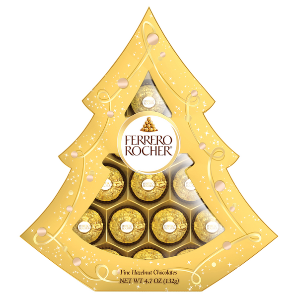 Ferrero Rocher Christmas Hazelnut Chocolate Candy Tree Gift Box - 12 ct