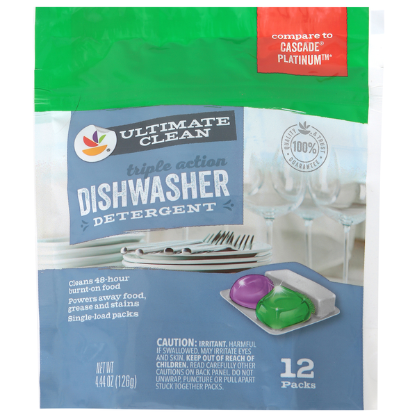 Stop & Shop Triple Action Ultimate Clean Dishwasher Detergent Packs - 12ct