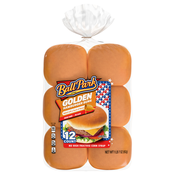 Ball Park Golden Hamburger Buns Sliced - 12 ct