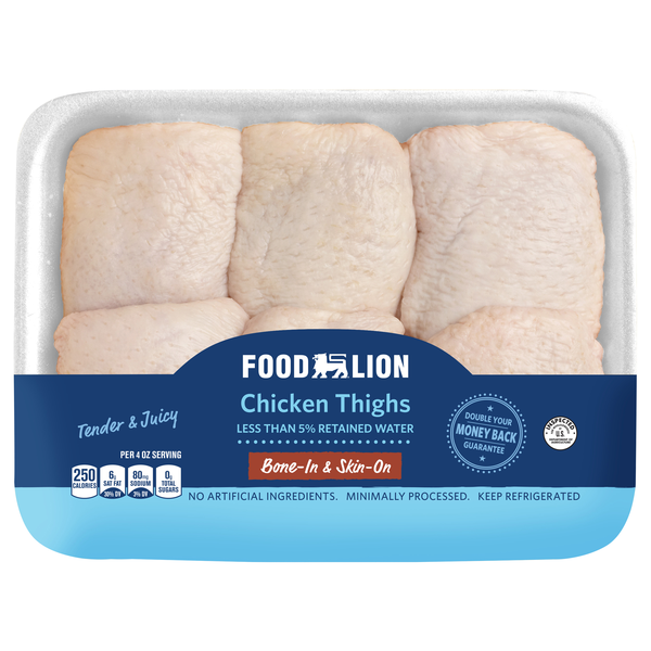 Food Lion Bone-In Skin-On Chicken Thighs Fresh