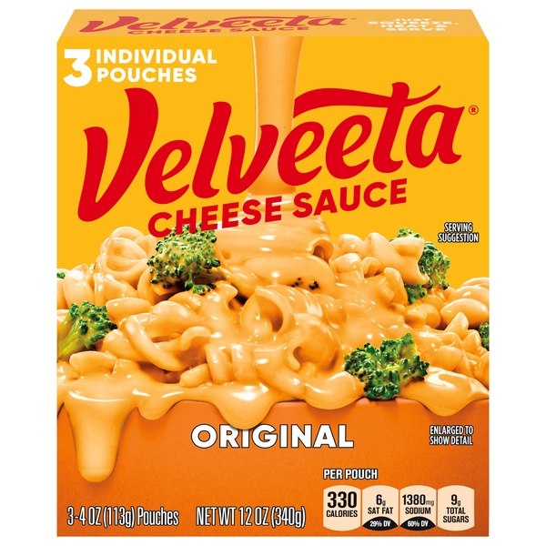 Velveeta Original Cheese Sauce Pouches - 3 ct