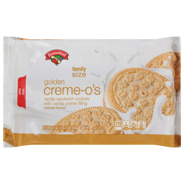 Hannaford Golden Vanilla Creme-O's Vanilla Sandwich Cookies Family Size