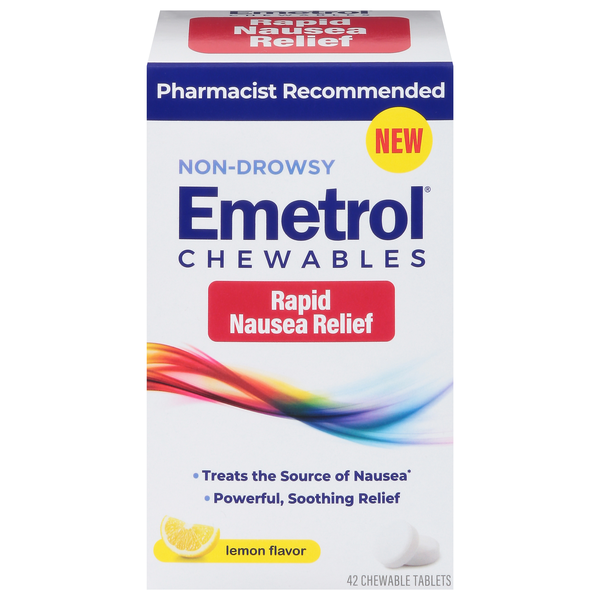 Emetrol Rapid Nausea Relief Chewable Tablets Lemon Flavor Non-Drowsy