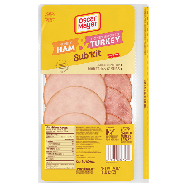 Oscar Mayer Sub Kit Honey Ham & Honey Smoked Turkey Sliced