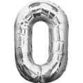 Shape Number 0 Silver Helium-Filled Balloon
