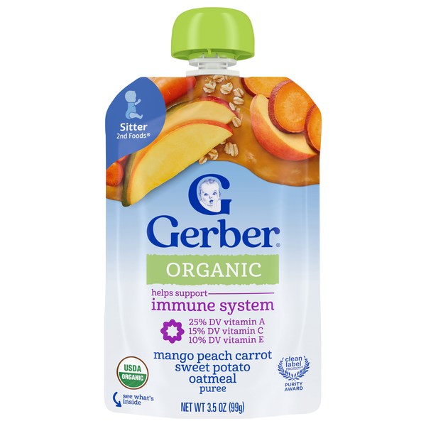 Gerber Organic Toddler Mango Peach Carrot Sweet Potato Oatmeal