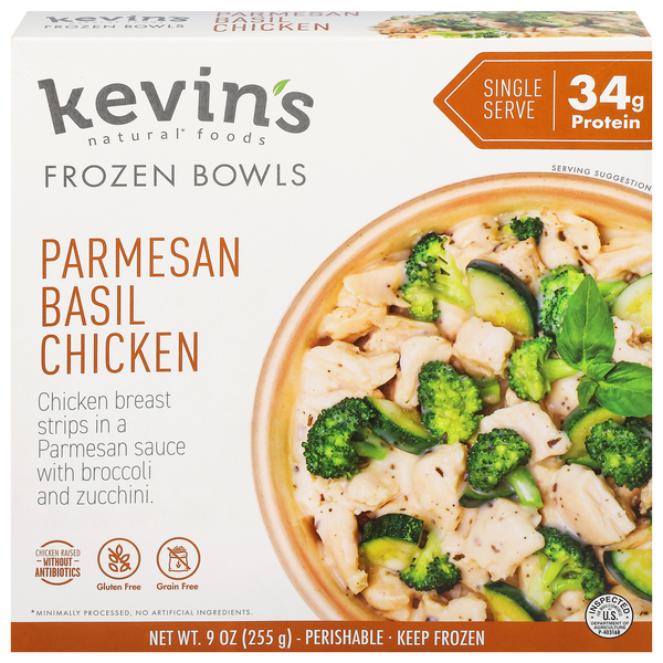 Kevin's Natural Foods Gluten Free Parmesan Basil Chicken Frozen Meal