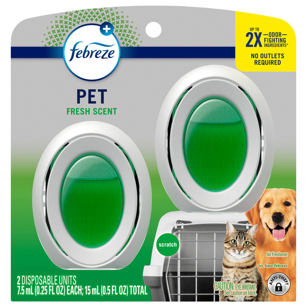 Febreze Small Spaces Pet Odor Eliminator Fresh Scent Air Freshener - 2 ct