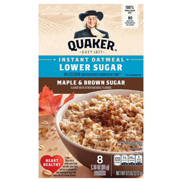 Quaker Lower Sugar Maple & Brown Sugar Instant Oatmeal - 8 ct