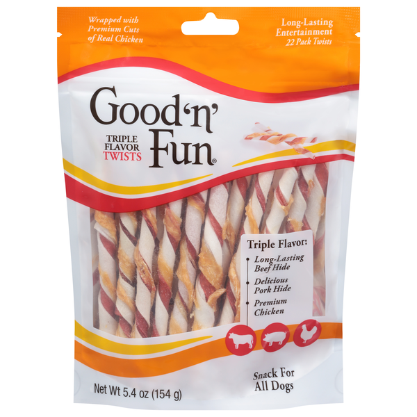 Good 'n' Fun Triple Flavor Twists Dog Chews - 22 ct