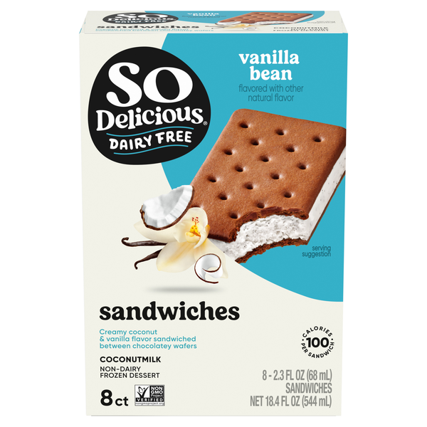 So Delicious Dairy Free Vanilla Bean Coconutmilk Dessert Sandwiches - 8 ct