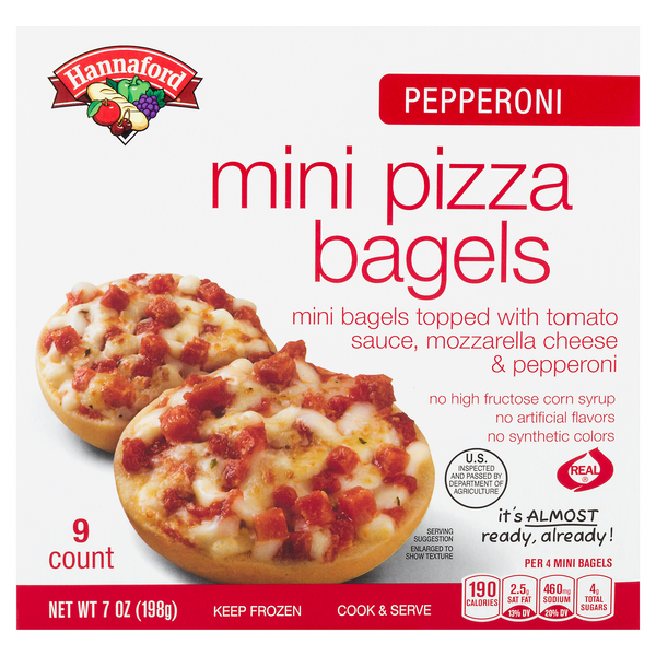 Hannaford Pepperoni Mini Pizza Bagels - 9 ct Frozen