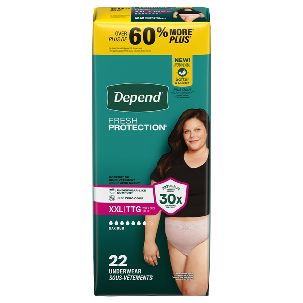 Depend Women's Fresh Protection Incontinence Underwear Maximum Blush XXL