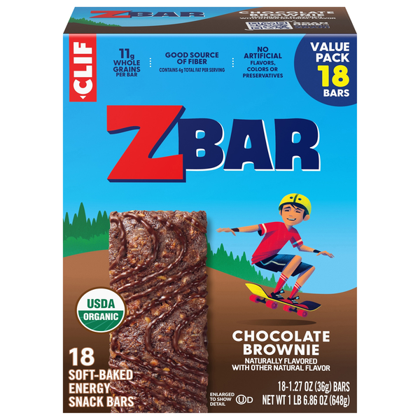 CLIF KID Zbar Organic Chocolate Brownie Energy Bars - 18 ct