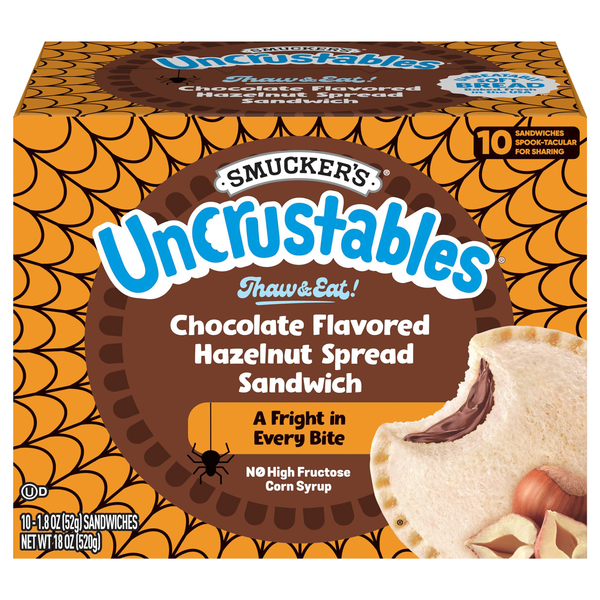 Smucker's Uncrustables Chocolate Flavored Hazelnut Spread Sandwich - 10 ct
