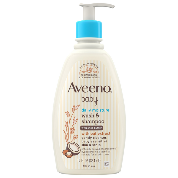 Aveeno Baby Daily Moisture Wash & Shampoo with Shea Butter Coconut Scent